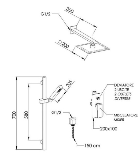 Душевая система Remer Absolute AU09S01UFS20
