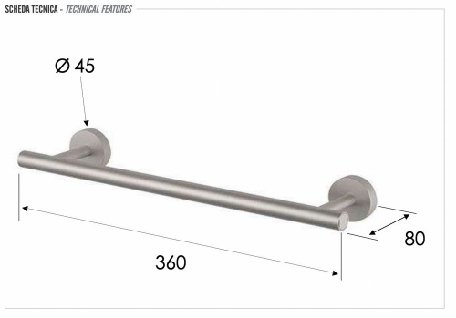 Полотенцедержатель 30 см Remer INOX SSXI40L30, нержавеющая сталь