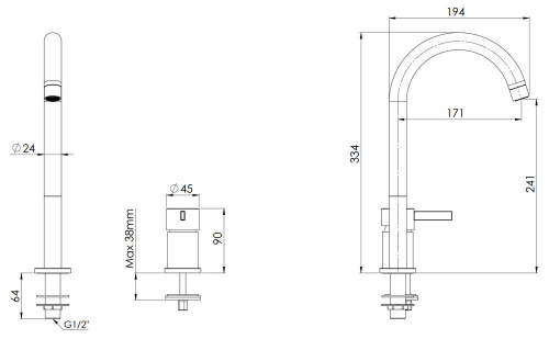Смеситель для раковины Remer Metrica MC57LNO, черный матовый