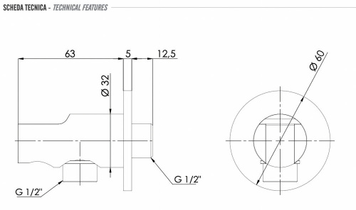 Держатель ручного душа с подключением Remer 337MRP, медь брашированная