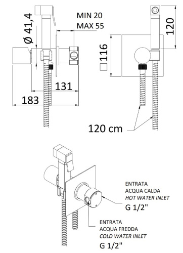 Гигиенический душ Remer Edge EG565BG, золото брашированное