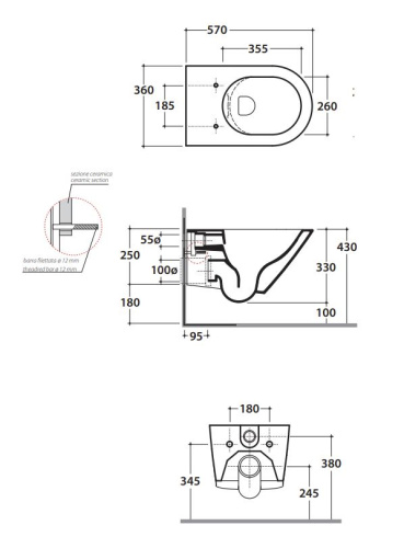 Унитаз подвесной Globo FORTY3 FOS05BI