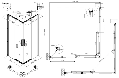 Душевой уголок Vincea Ultima VSS-7UL1010CL