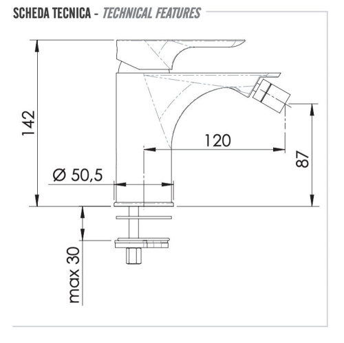 Смеситель для биде Remer Infinity I22BG, золото брашированное