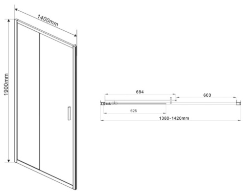 Душевая дверь Vincea Garda VDS-1G140CLB