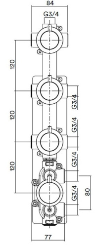 Встраиваемая часть термостатического смесителя QuadroDesign IN050