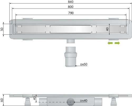 Душевой трап OMP Tea Renova Unseen 80 см 5953.205.8
