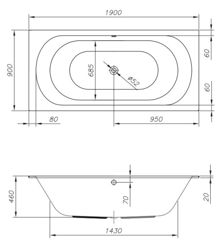 Ванна акриловая Kolpa-San Betty E2 190x90