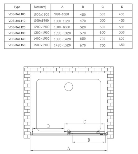 Душевая дверь Vincea Alpha VDS-3AL140CL