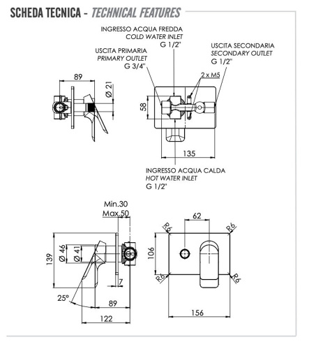 Смеситель для душа Remer Infinity I09HRG